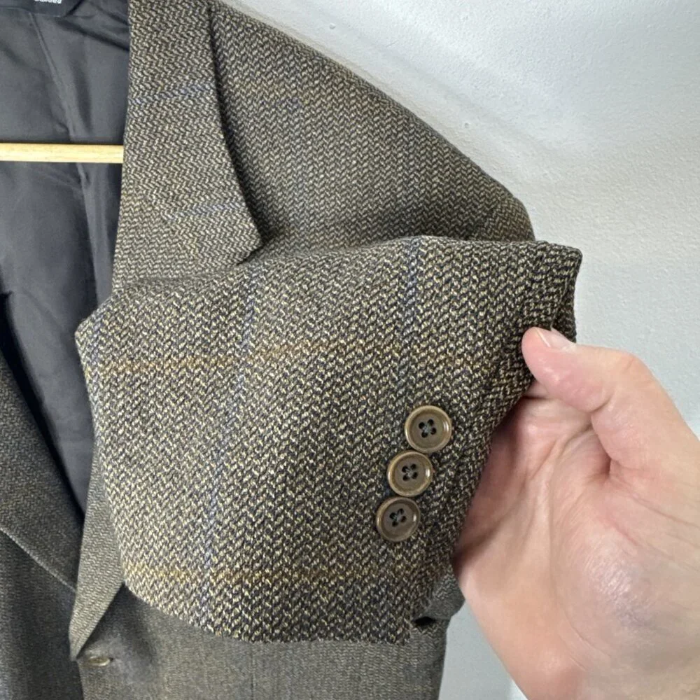Ermenegildo Zegna Hardy Amies Men‎ 44S Short Brown Sports Coat Blazer Check